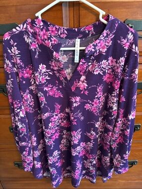 Dear Scarlett Purple Floral V-Neck Tunic - Pink Bloom - Lizzie top